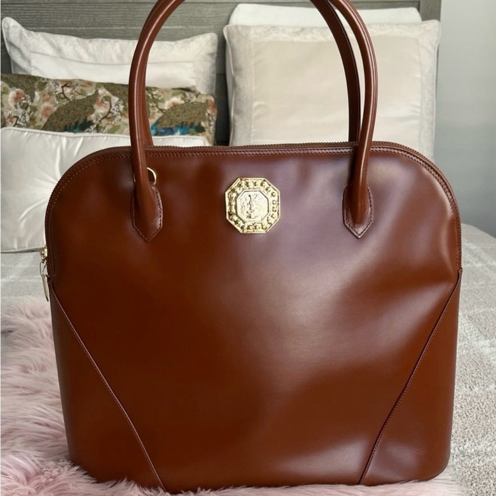 YSL Vintage Brown Leather Shoulder Bag